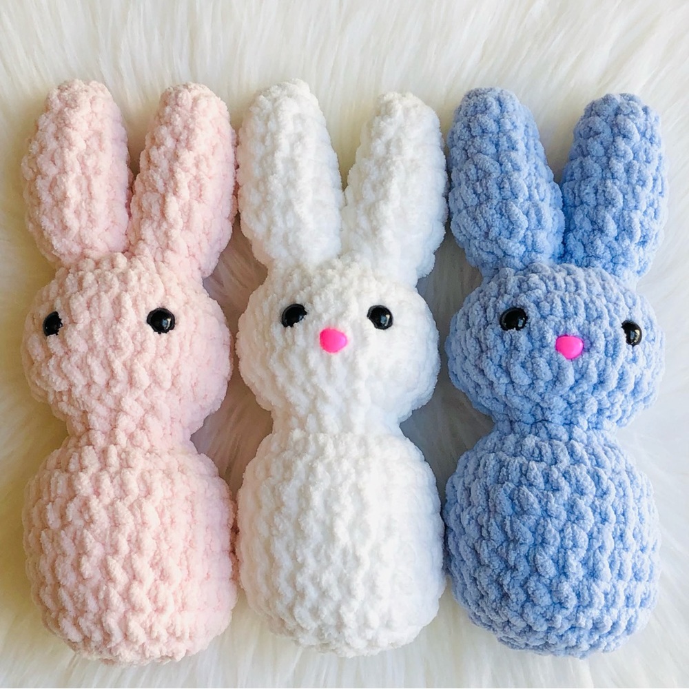 White Crochet Easter Bunny Plush 1 pc - Picture 8 of 10